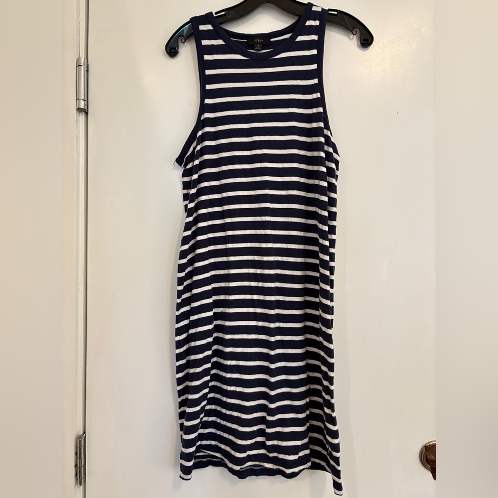 J. Crew Navy and White Striped Cotton Dress